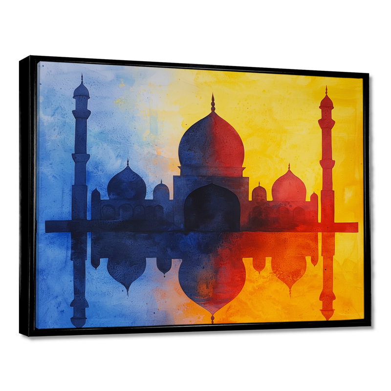 Mosquées au lever du soleil, impression sur toile, H 34 po x l 44 po, Impression dans un cadre flottant sans passe-parto