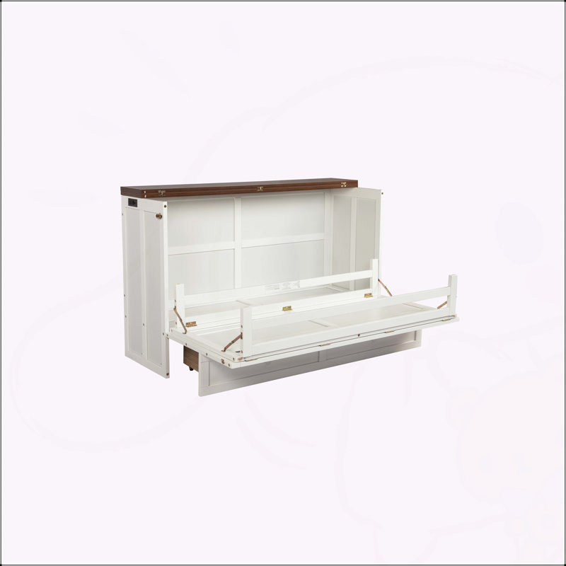 Armoire-lit escamotable polyvalente avec rangement et station de charge pour , Noyer blanc