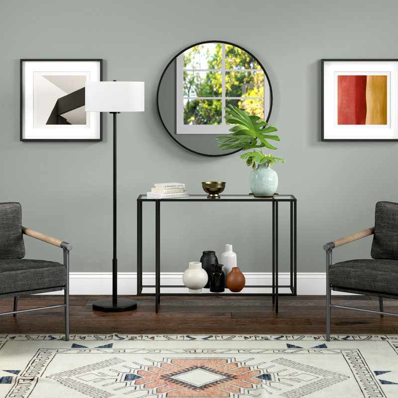 Ismir Glass Top Console Table, Black Bronze