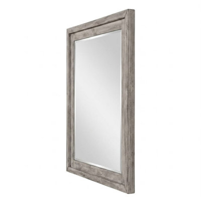 Armea Distressed Antique Gray 46 In. W X 39 In. H Rustic Rectangle Wood Framed Mirror