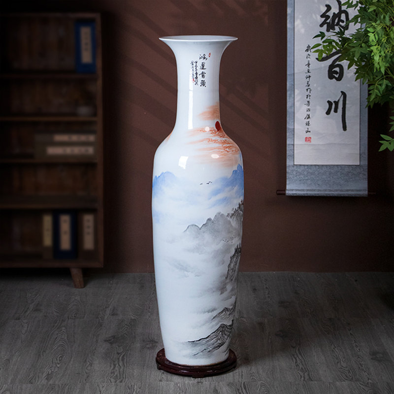 62,99 "Jingdezhen" en céramique peinte à la main "Good Fortune Ahead", grand vase décoratif