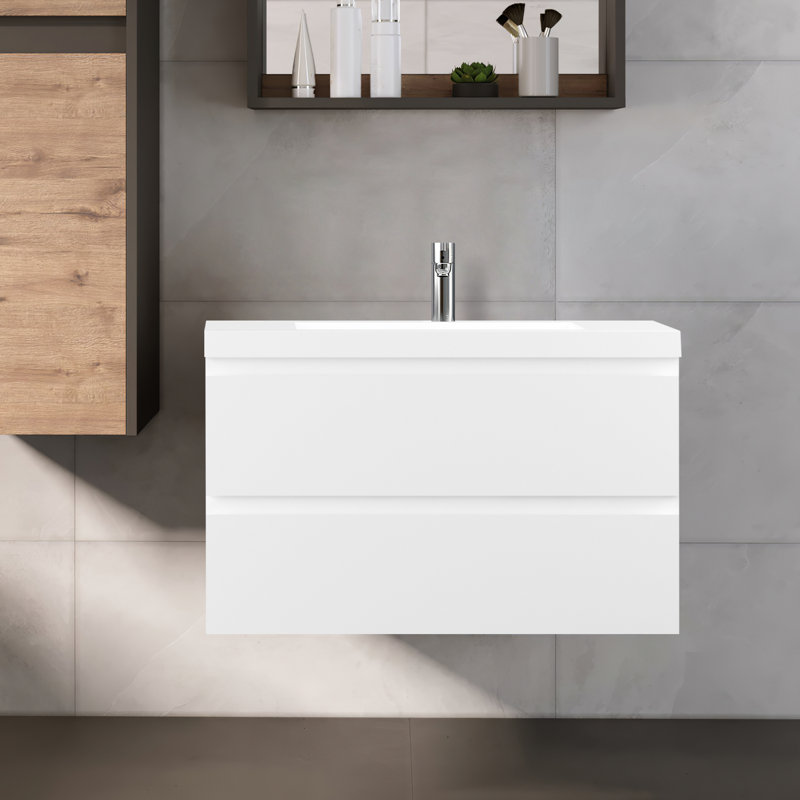 Meuble-lavabo simple avec plateau de meuble-lavabo 35,38 Zafiro, Blanc
