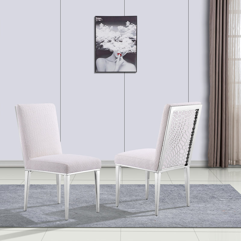 Zaeda White Fabric Upholstered Dining Chairs