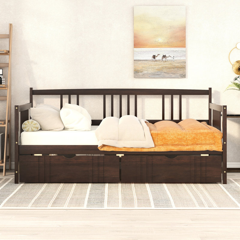 Twin Size Daybed With Two Drawers, White - Adds An Elegant Touch To Your Room Drawers In Solid Wood Offers A Tranquil Sleeping Environment