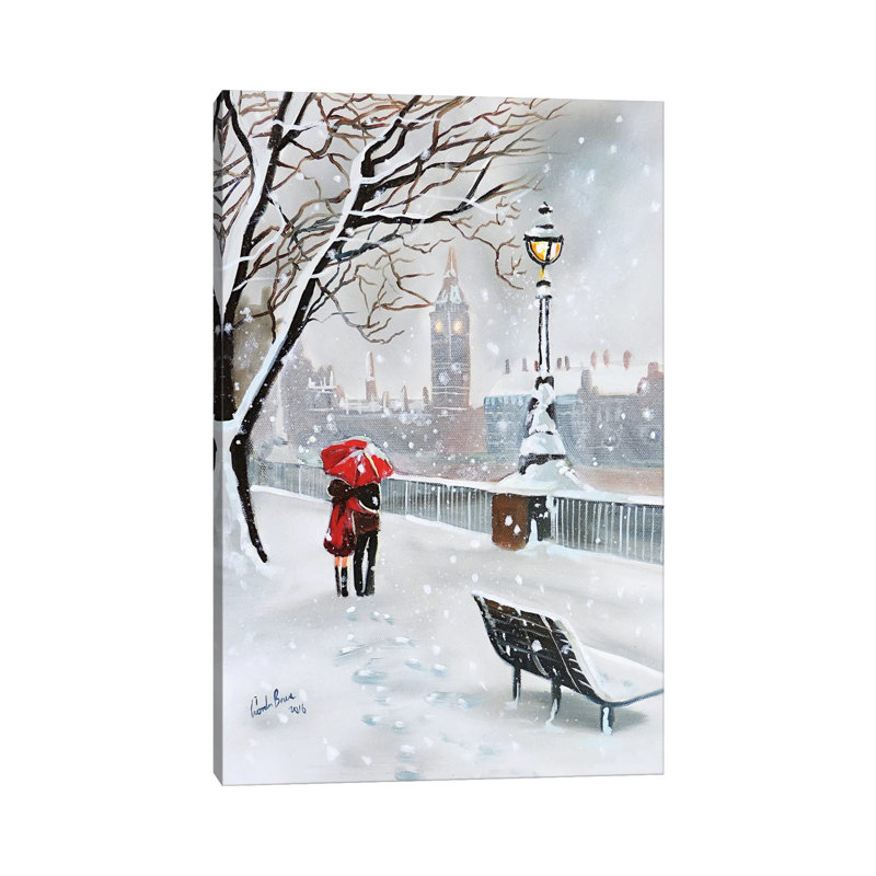 London In Winter by Gordon Bruce - Painting on Canvas, Wrapped Canvas, 20.32 cm H x 30.48 cm W
