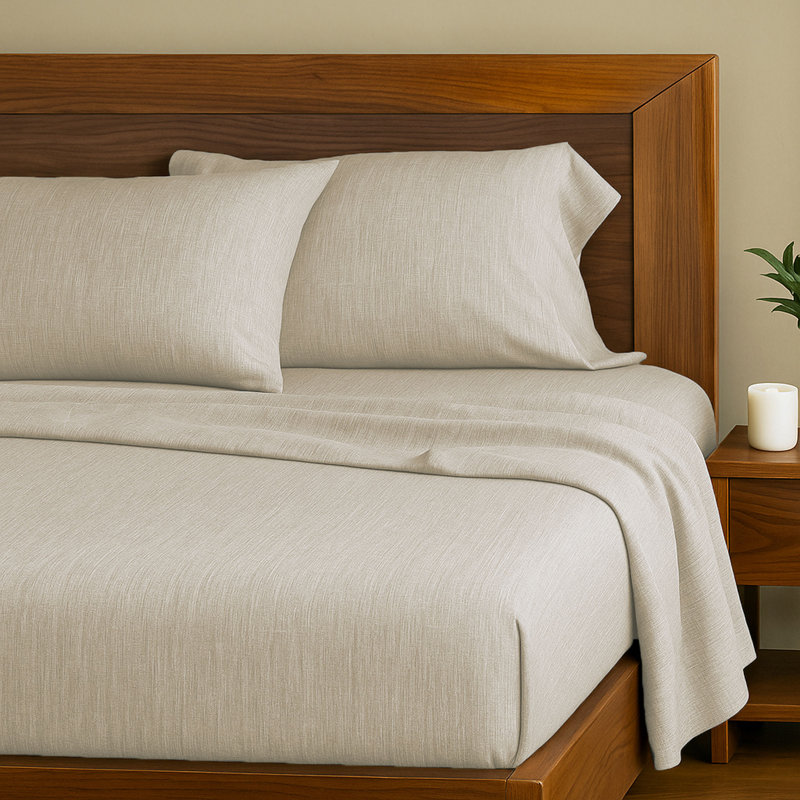 Ensemble de draps BedVoyage - Viscose de bambou + coton - Respirant et confortable, Sable