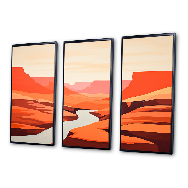 «Brown Minimalisme Canyon Calm IV - Canyon», art mural sur toile, Cadre flottant noir, H 32 po x l 48 po x P 1 po