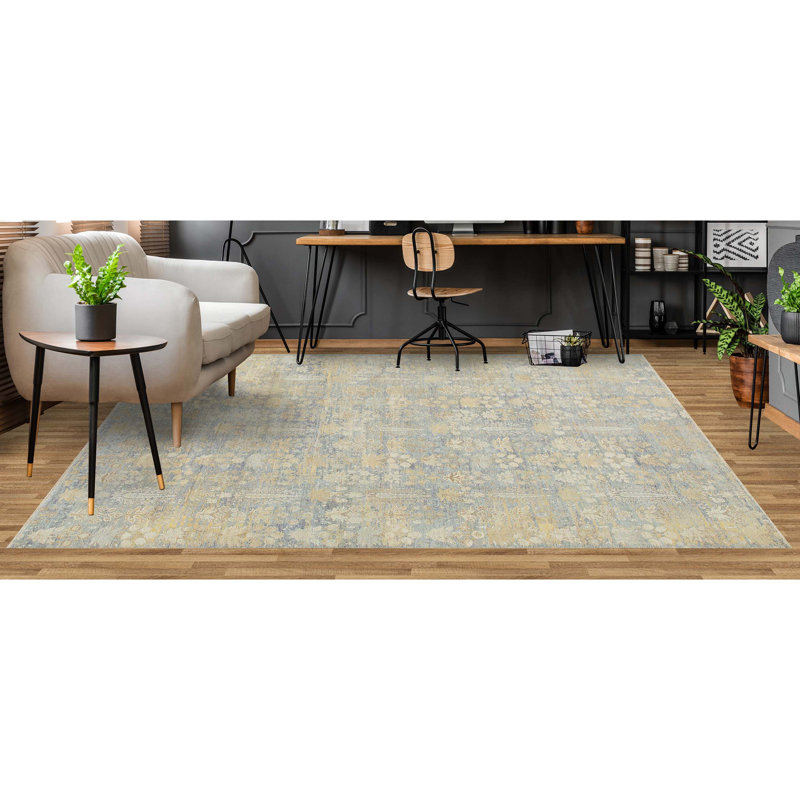 Hand Knotted Wool Floral Area Rug, Rectangle 10' x 14'