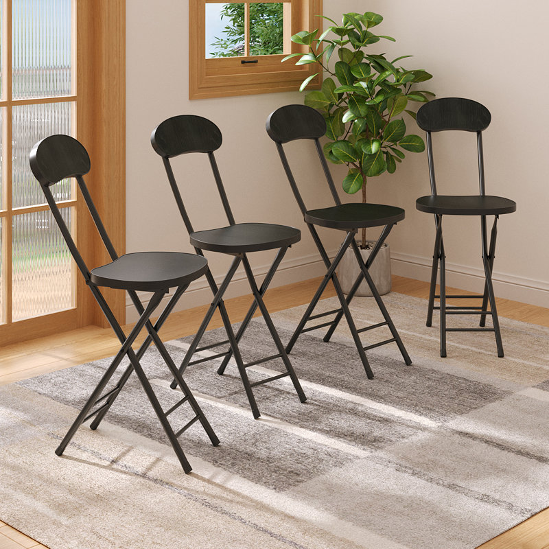 4pcs Portable and Foldable Dining Chairs, Black