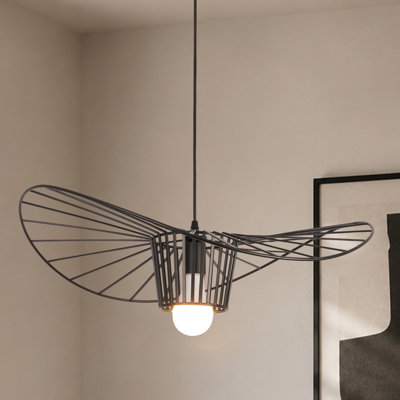 1 - Light Modern Straw Hat Dimmable Pendant Light (Bulb Included)