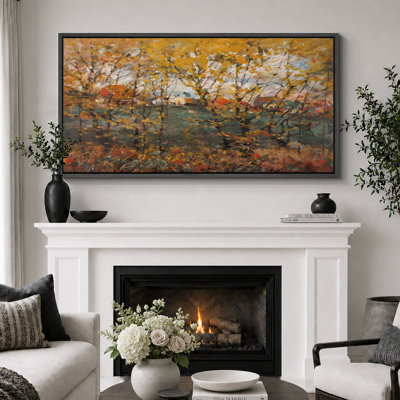 «Abstract Golden Autumn Forest», art de la salle à manger, reproduction d'art numérique sur toile encadrée, 3 pièces 