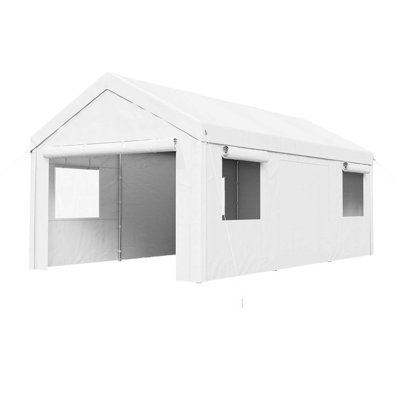 Carport Canopy & Party Tent, Multi-Purpose Portable Garage with Removable Sidewalls and Mesh Windows, 24.8 cm × 49.7 cm
