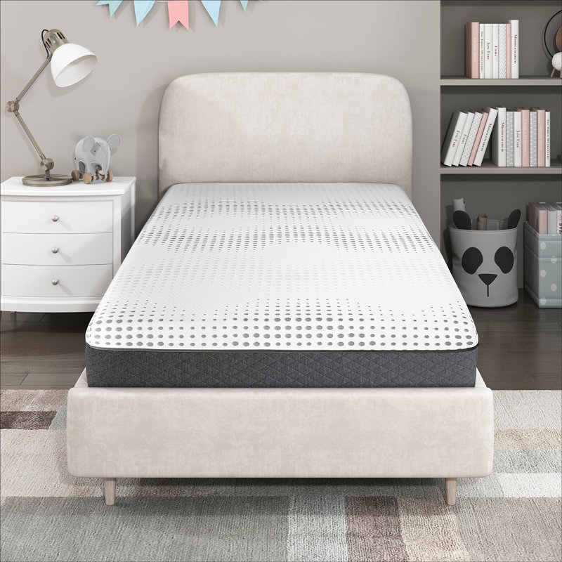 Gann 12" Modern & Contemporary Twin Green Tea Gel-Infused Memory Foam Hybrid Mattress with Charcoal Infused Base, Firm Comfort Level