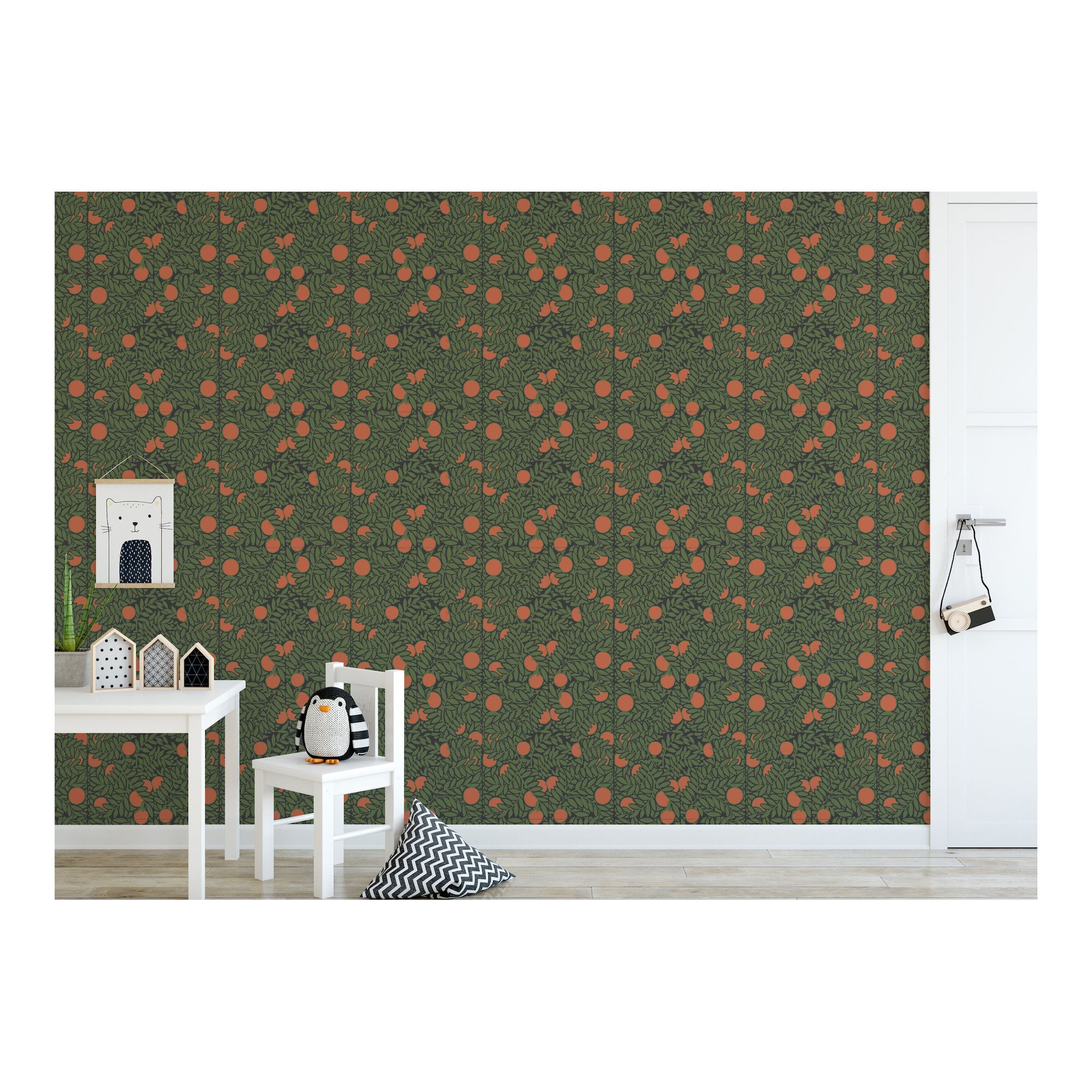 Signature Orange Grove 10' L x 24" W Wallpaper Roll, Self-adhesive, Forest Green