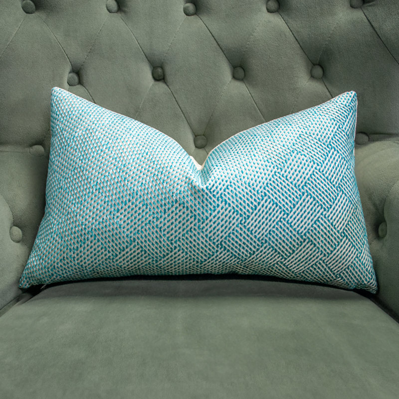 Tailles de coussins décoratifs Thomas Collection® bleu sarcelle et cyan Zig Zag, 12 po x 20 po