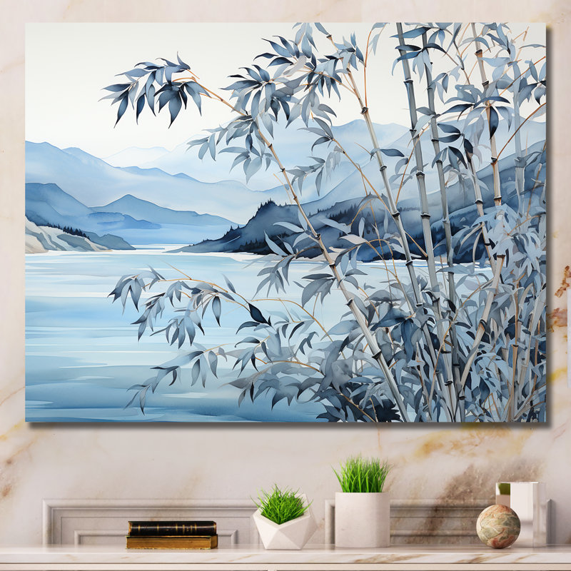 «Blue Bamboo Tranquility 1 - China Art», art mural, Toile tendue, H 34 po x l 44 po x P 1,5 po