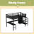 Queen Size Loft Bed With L-Shaped Desk And USB, Metal Loft Bed With Wardrobe And Adjustable Shelf