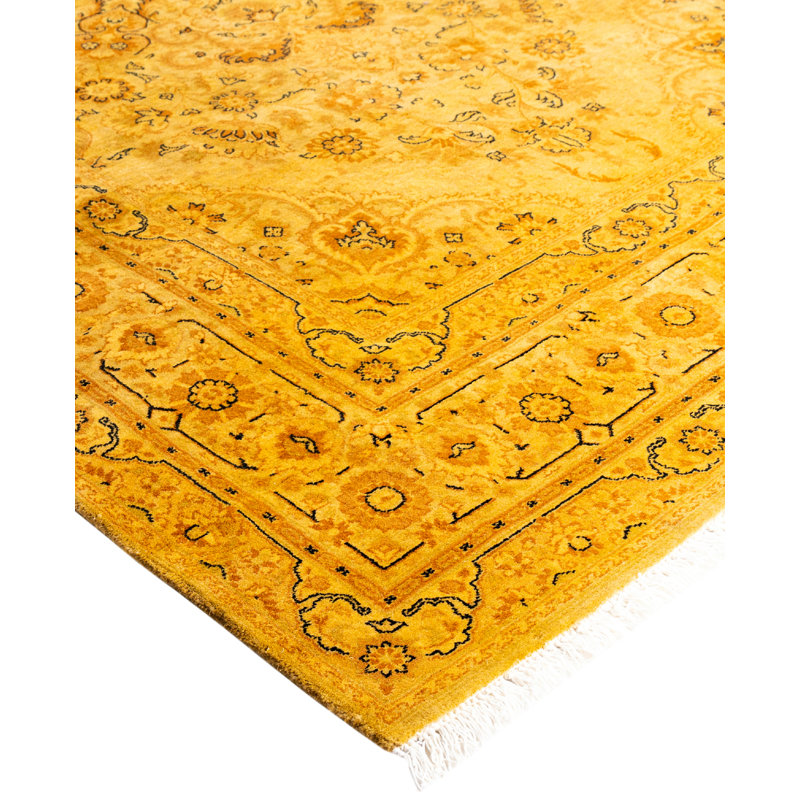 Overdyed Hand-Knotted Wool Modern-Contemporary Gold Area Rug 4' 8" x 7' 4"