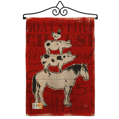 Farm Life Burlap Nature Animals Impressions Decorative 2-Sided Polyester 1.5 x 1.1 ft Garden Flag