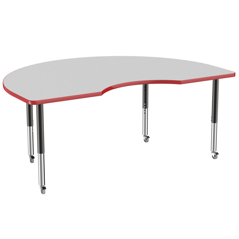 Table d'activité 48 "x 72" avec moulures en T et pieds réglables, Gris / rouge / noir, Super