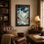 Art mural sur toile bleu sarcelle et crème-2048234466