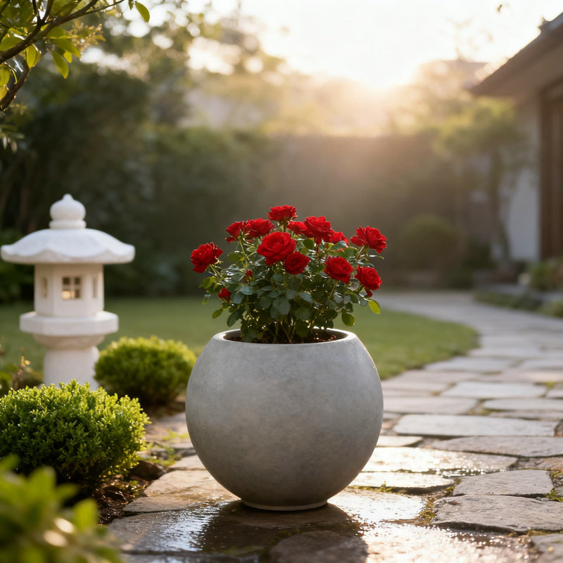 Pot à fleurs en béton avec système de drainage Modern Sphere Modern