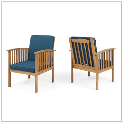 Handsome Acacia Wood Outdoor Club Chairs Set, Weather-Resistant Cushions For Year-Round Comfort And Style