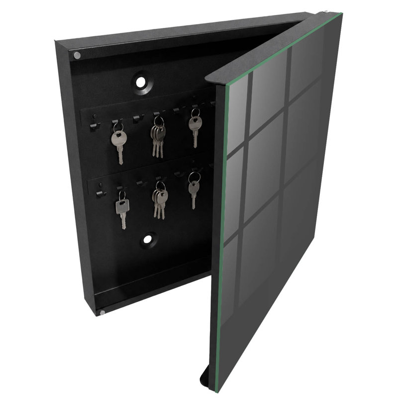 Wall mounted key box, Opens to the right, 30x30x5, White, Minimalistic solid background Dark gray, 