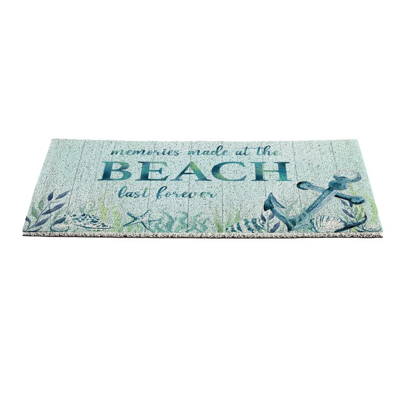 Tapis de trappeur en PVC 28 po x 16 po Blue Coastal Beach