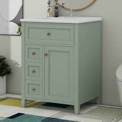 Meuble-lavabo 24 po avec lavabo, 3 tiroirs et armoire avec tablettes réglables