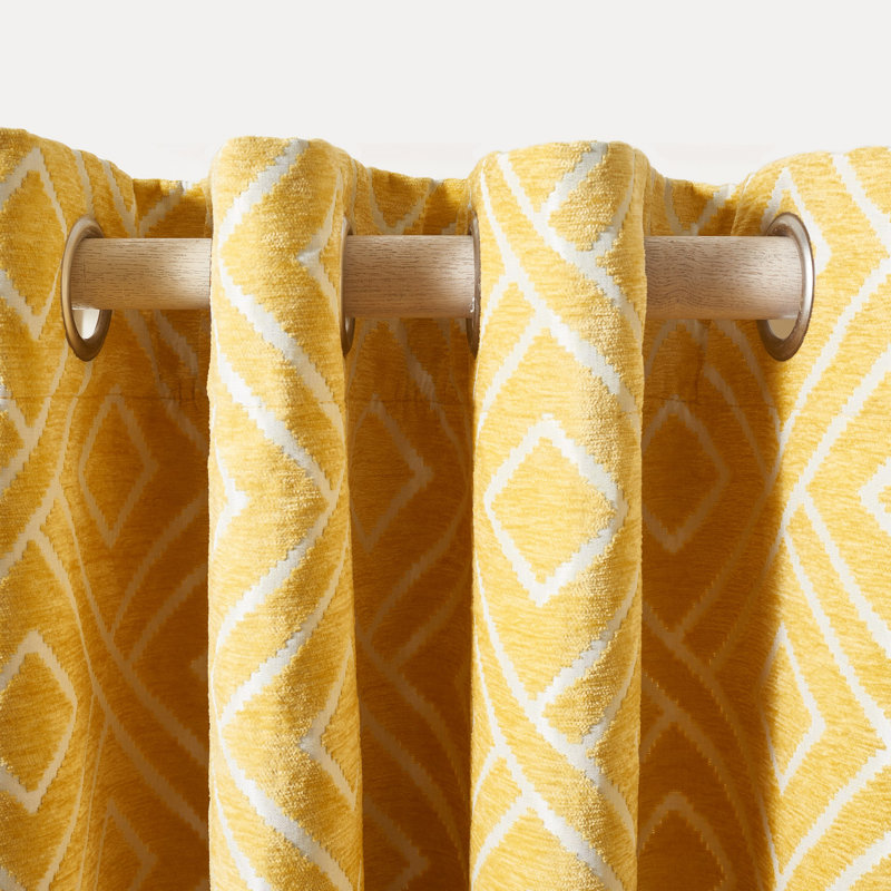 Lella Polyester Room Darkening Curtain Single Panel, Yellow, 52" W x 84" L