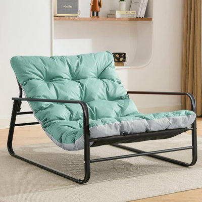 2-seater Steel Outdoor Recliner W/ Reversible Cushion - Garden, Patio & Balcony Lounge Chair