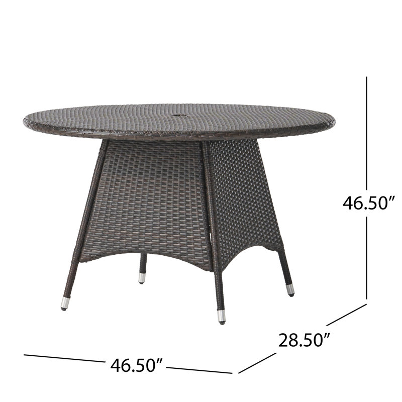 Andujar Round Wicker Outdoor Dining Table, Brown