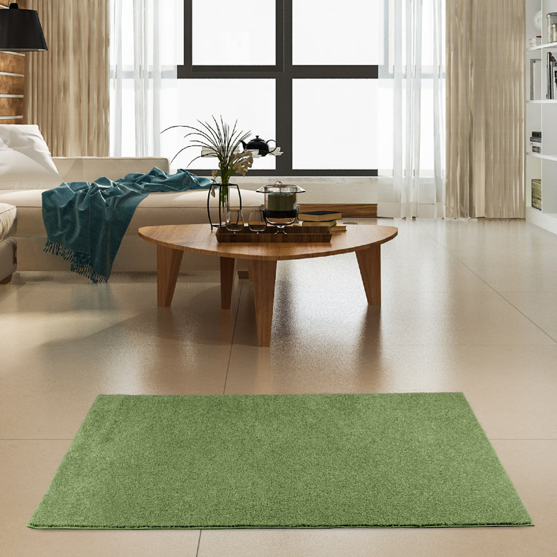 Modern Plush Pet and Kids Friendly Solid Color Lime Green Area Rugs, Stain & Fade Resistance, Perfect for Living Room, Dining Room, Bedroom, Playroom and Kidsroom, Event, Wedding, Amberleigh Binded Rug