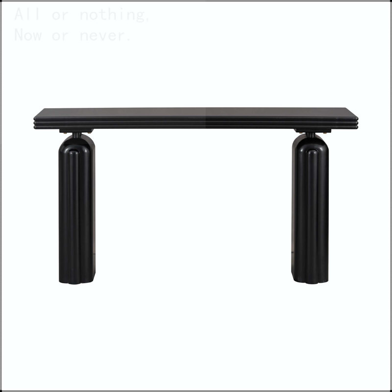 Console chic en placage d'acacia avec silhouette incurvée, Noir