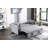 Light Grey Linen Fabric 3-In-1 Convertible Sleeper Loveseat With Side Pocket.