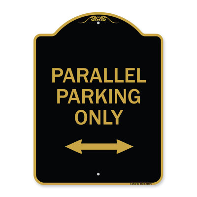 Enseigne Signmission Designer Series - Stationnement parallèle seulement avec flèche bidirectionnelle | Enseigne architecturale en aluminium de gros calibre vert et blanc 18 po x 24 po | Protégez votre entreprise | Fabriqué aux États-Unis