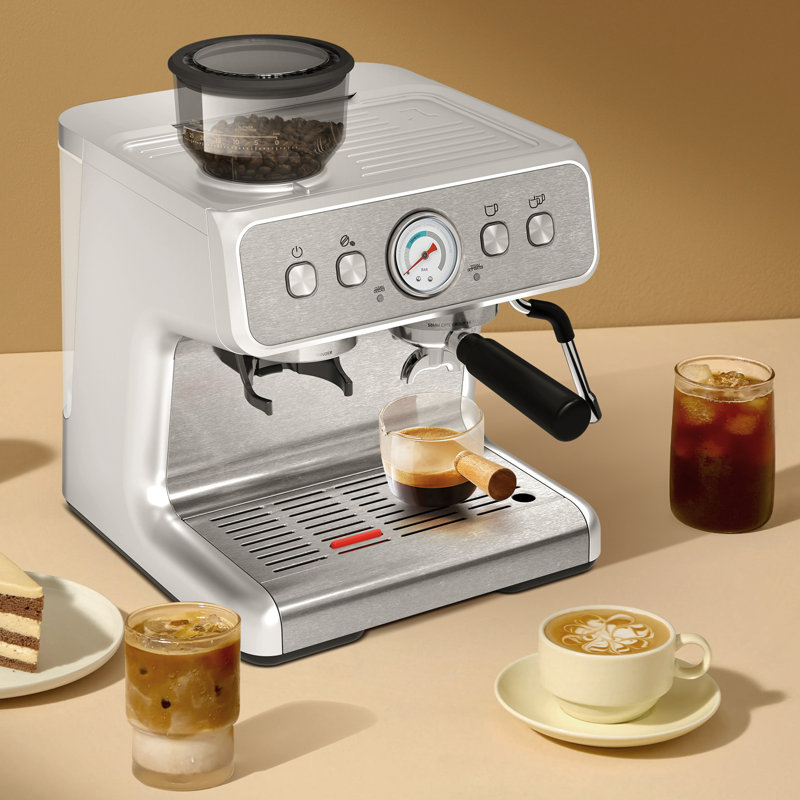 Coffee Maker, 15 Bar, Semi-automatic, Intelligent Temperature Control, Overheat Protection, Auto Shut-off, Large 2.8l Water Tank, Dual Cup Brewing, For Home, Office, Coffee Shop