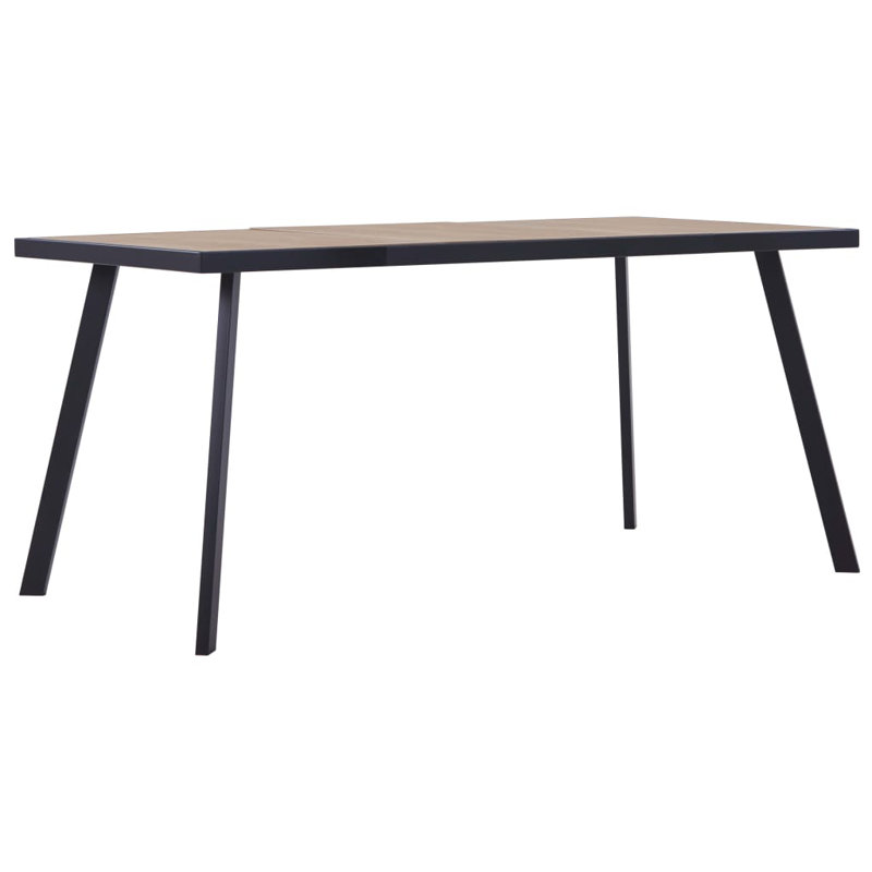 Granville Metal Base Dining Table, Beige, 70cm H x 160cm L x 80cm W