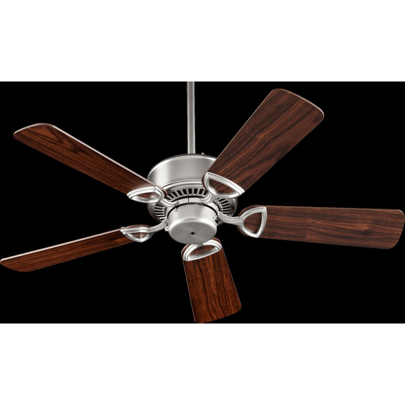 Ventilateur de plafond standard à 5 pales 42" Wojtowicz, Nickel satiné avec pales de noyer