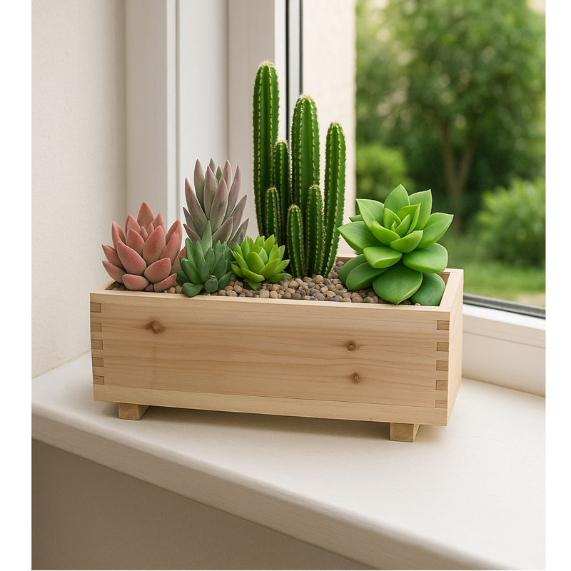 Timber Valley Brown Cedar Rectangle Planter for Indoor/Outdoor, 2pk.