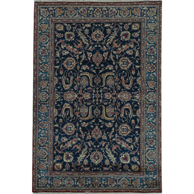 Sona Wool Oriental Area Rug in Navy/Blue