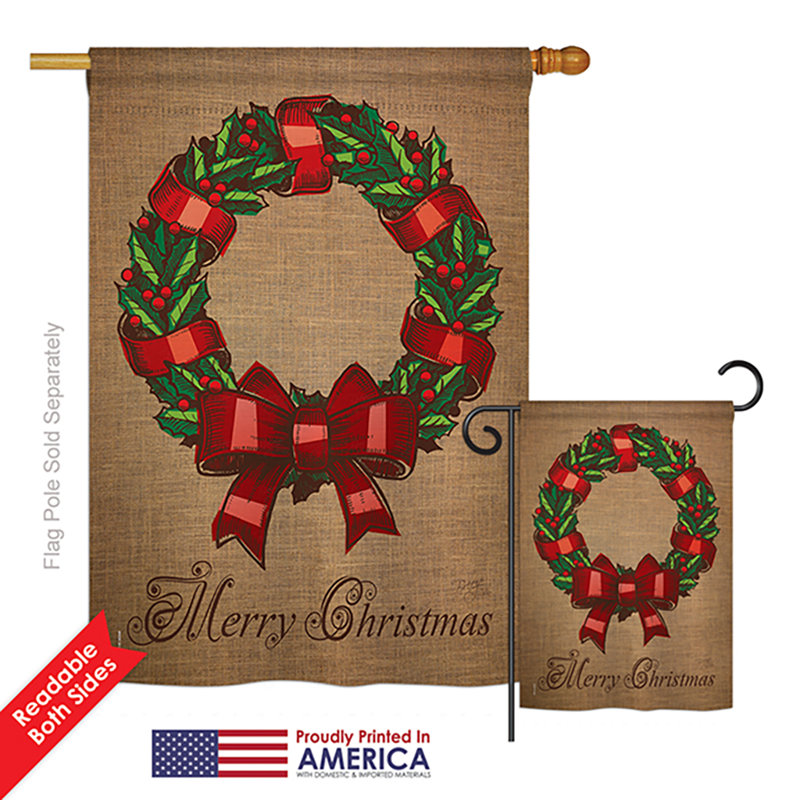 Ensemble de drapeaux en polyester 40 x 28 po Ventana Wreath Winter Christmas Impressions