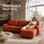 Canapé modulaire de 111 po, canapé modulaire, canapé en L revêtu de chenille avec repose-pieds amovible orange foncé 111 po