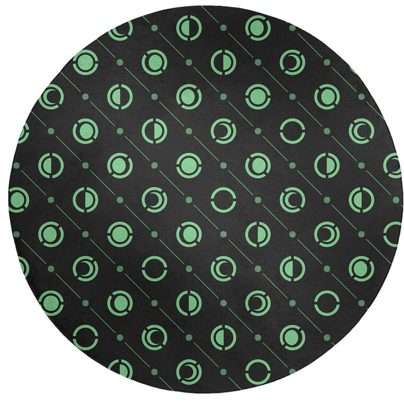 Tapis à phases vert/noir lune phases, Rond 5 pi