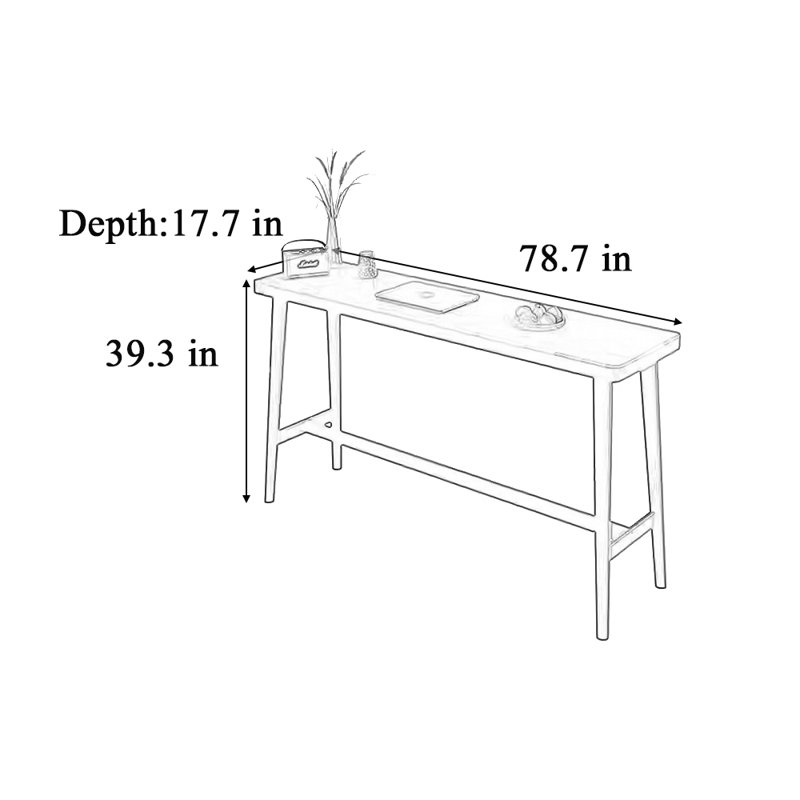 Simple modern solid wood bar table, 39.3"H x 78.7"L x 17.7"W