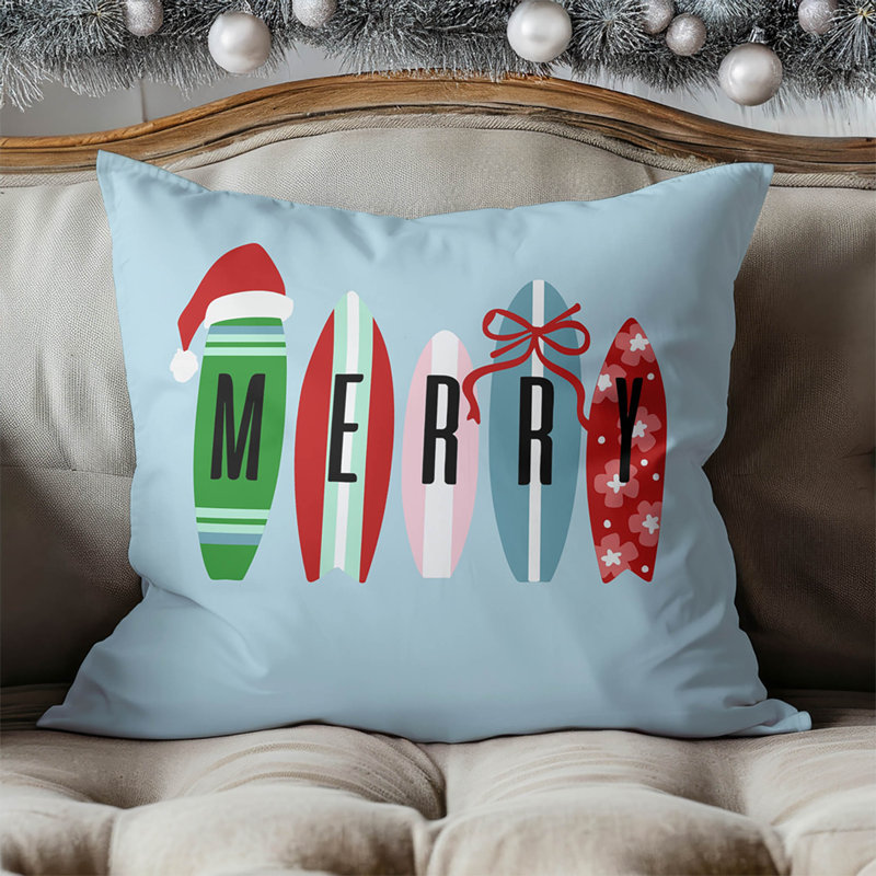 Coussin Merry Surf Holiday, Bleu clair