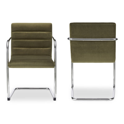 Pedro Dining Chair Green Mohair Set of Two