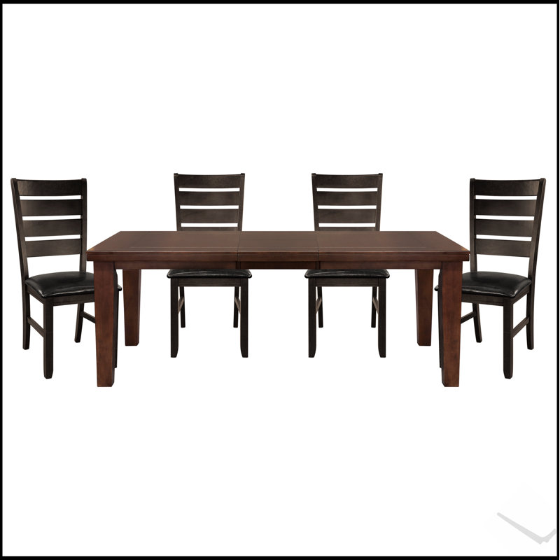 Table de salle à manger rectangulaire à finition chêne foncé avec rallonge autoportante pour une salle à manger polyvalente et élégante