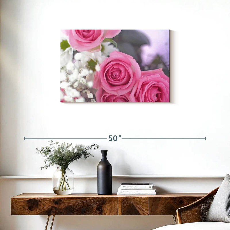 Harnek en fleurs rose clair, H 20 po x l 30 po